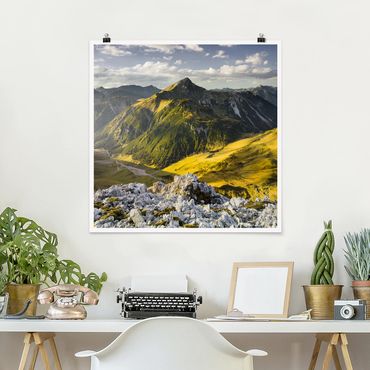 Poster - Montagne e valle delle Alpi Lechtal in Tirolo - Quadrato 1:1