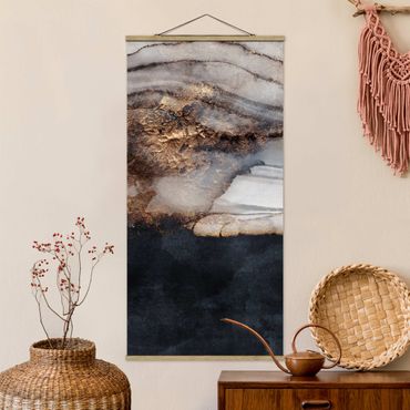 Quadro su tessuto con stecche per poster - Elisabeth Fredriksson - Oro Marmo Painted - Verticale 2:1