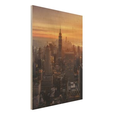 Quadro in legno - Manhattan Skyline Evening - Verticale 3:4