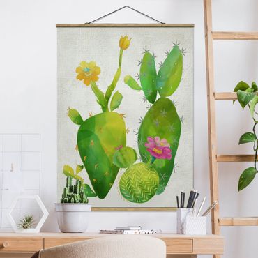Foto su tessuto da parete con bastone - Cactus Famiglia Rosa Giallo - Verticale 4:3