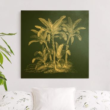 Quadro su tela oro - Illustrazione di palme di banano su verde