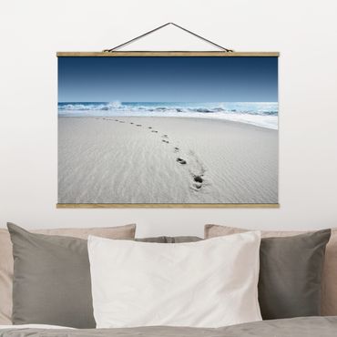 Foto su tessuto da parete con bastone - Tracce nella sabbia - Orizzontale 2:3