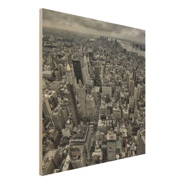 Quadro in legno - View Over Manhattan - Quadrato 1:1