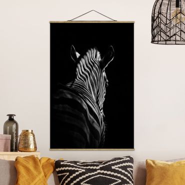 Foto su tessuto da parete con bastone - Scuro Zebra silhouette - Verticale 3:2