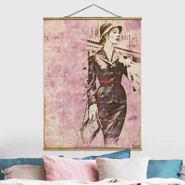 Foto su tessuto da parete con bastone - Vintage Collage - Parisienne - Verticale 4:3