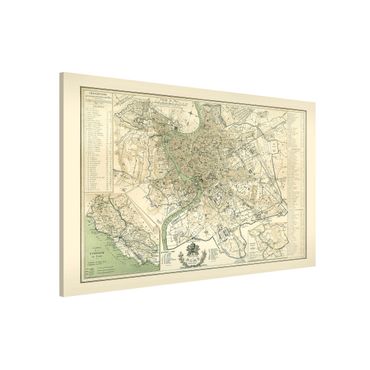 Lavagna magnetica - Vintage mappa di Roma antica - Formato orizzontale 3:2