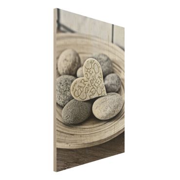 Stampa su legno - Carpe Diem di cuore con pietre - Verticale 3:2
