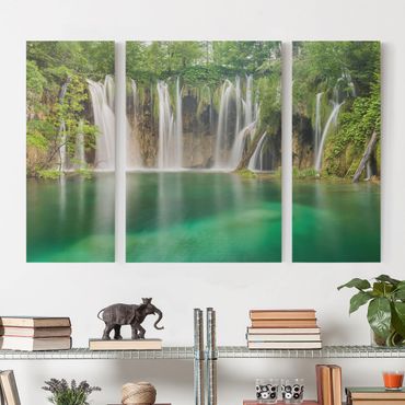 Stampa su tela 3 parti - Waterfall Plitvice Lakes - Trittico