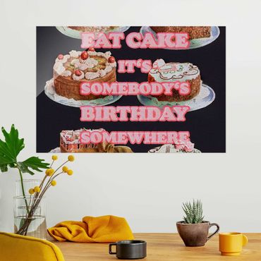 Quadro in vetro - Eat Cake It's Birthday - Orizzontale 3:2