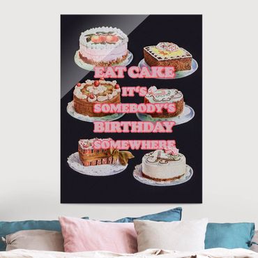 Quadro in vetro - Eat Cake It's Birthday - Formato verticale 3:4