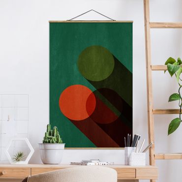 Foto su tessuto da parete con bastone - Forme astratte - Cerchi in verde e rosso - Verticale 3:2