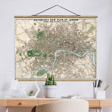Foto su tessuto da parete con bastone - Vintage Mappa Londra - Orizzontale 3:4