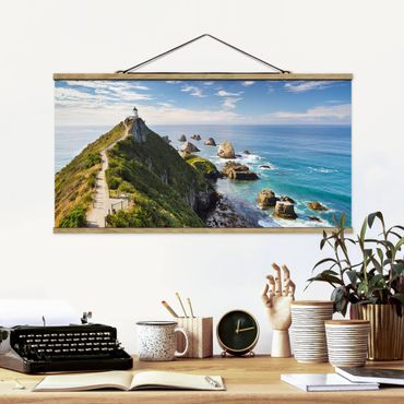 Foto su tessuto da parete con bastone - Nugget Point Lighthouse e Sea Nuova Zelanda - Orizzontale 1:2