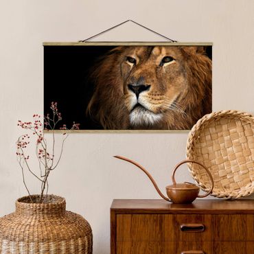 Foto su tessuto da parete con bastone - Lions sguardo - Orizzontale 1:2
