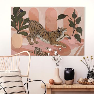 Quadri su tela - Illustrazione Tiger in rosa pittura Pastello