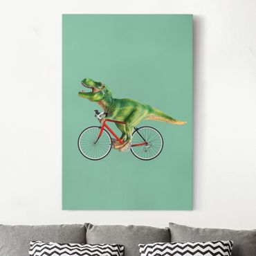 Quadri su tela - Dinosauro con la bicicletta