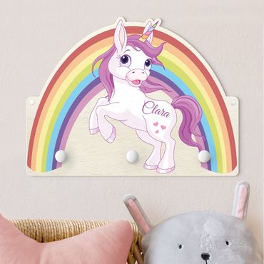 Appendiabiti per bambini - Unicorno arcobaleno con nome personalizzato