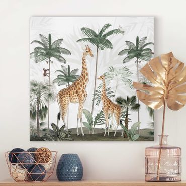 Stampa su tela - L'eleganza delle giraffe nella giungla - Quadrato 1:1