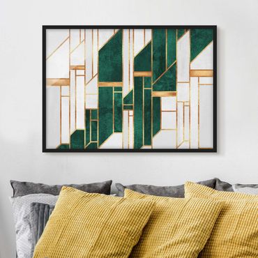 Poster con cornice - Geometria smeraldo e oro