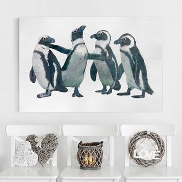 Quadri su tela - Illustrazione Pinguini nero e bianco Acquerello