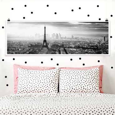 Poster - La Torre Eiffel Dalla Parte Superiore In Bianco e nero - Panorama formato orizzontale