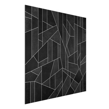 Stampa su Forex - Bianco e nero geometrico Acquarello - Quadrato 1:1