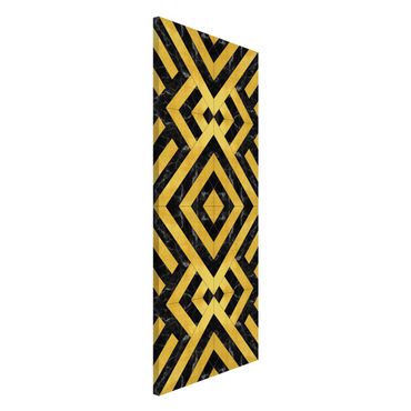 Lavagna magnetica - Mix geometrico di piastrelle Art déco in marmo dorato nero