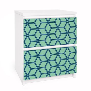 Carta adesiva per mobili IKEA - Malm Cassettiera 2xCassetti - Cube pattern green