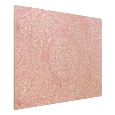 Stampa su legno - Mandala modello rosa - Orizzontale 3:4