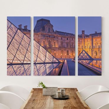 Stampa su tela 3 parti - Louvre Paris At Night - Trittico