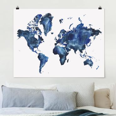 Poster - Water World Map Luce - Orizzontale 3:4