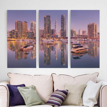 Stampa su tela 3 parti - Dubai Skyline And Marina - Verticale 2:1