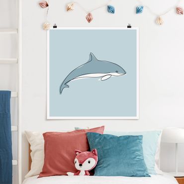 Poster - Dolphin Line Art - Quadrato 1:1