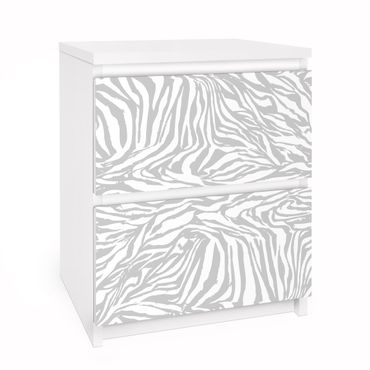 Carta adesiva per mobili IKEA - Malm Cassettiera 2xCassetti - Zebra Design Light Grey