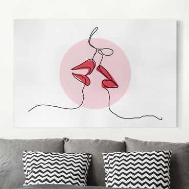 Quadri su tela - Lips kiss Line Art