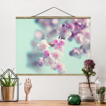 Foto su tessuto da parete con bastone - Fiori di ciliegio colorati - Orizzontale 4:3