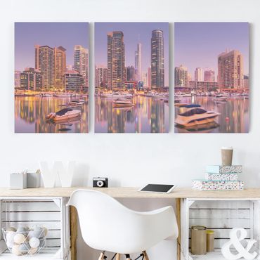 Stampa su tela 3 parti - Dubai skyline and Marina - Verticale 3:2