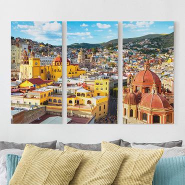 Stampa su tela 3 parti - Bunte Häuser Guanajuato - Verticale 2:1