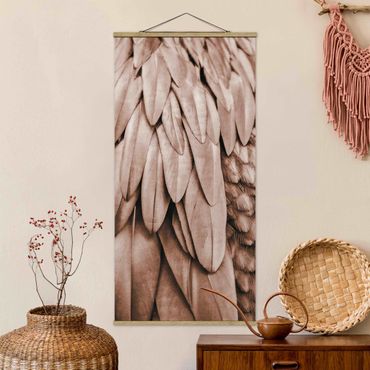 Foto su tessuto da parete con bastone - Piume in oro rosa - Verticale 1:2