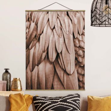 Foto su tessuto da parete con bastone - Piume in oro rosa - Verticale 3:4