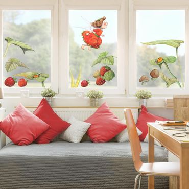 Adesivi da finestra - The Strawberry Fairy - Leaves And Strawberries