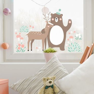 Adesivi da finestra - Forest Friends With Bear And Deer