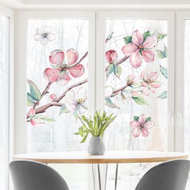 Adesivi da finestra - Cherry Blossom Branch Watercolor