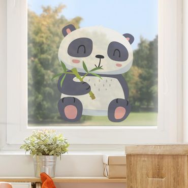 Adesivi da finestra - Panda Munching On Bamboo