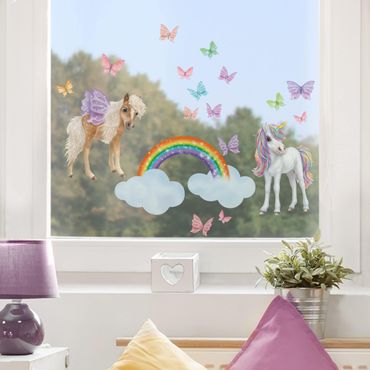 Adesivi da finestra - Set Unicorni E Farfalle