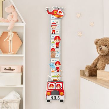 Metro da parete per bambini - Set dei pompieri con nome personalizzato