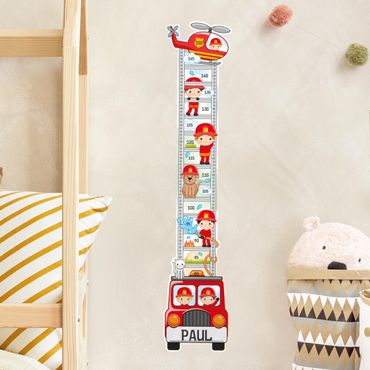 Metro adesivo da parete per bambini - Set dei pompieri con nome personalizzato