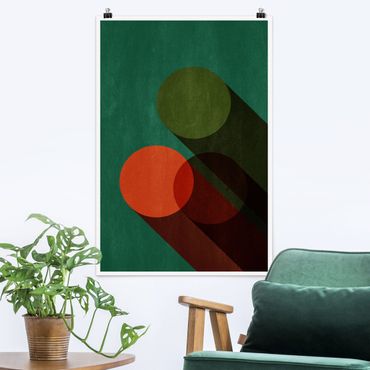 Poster - Forme astratte - Cerchi in verde e rosso - Verticale 3:2