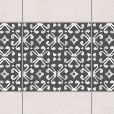 Adesivo per piastrelle - Dark Gray White Pattern Series No.07