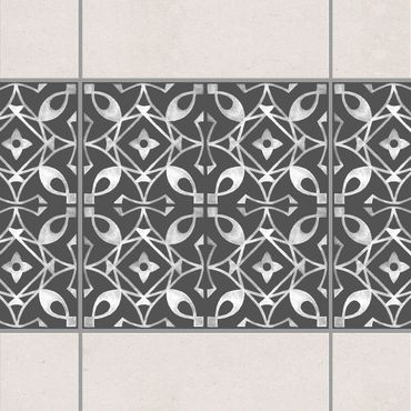 Adesivo per piastrelle - Dark Gray White Pattern Series No.08
